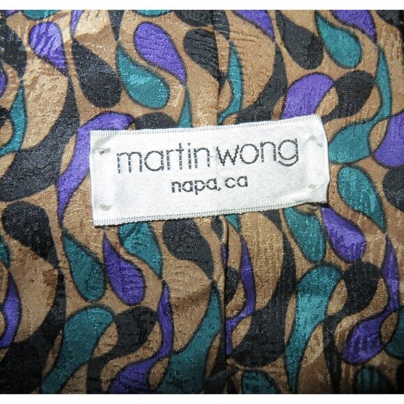 Martin Wong Screenplay Neck Tie Necktie Silk Abstract Purple Teal Black Tan 57" - Picture 3 of 4